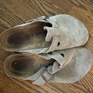Taupe Birkenstock clogs